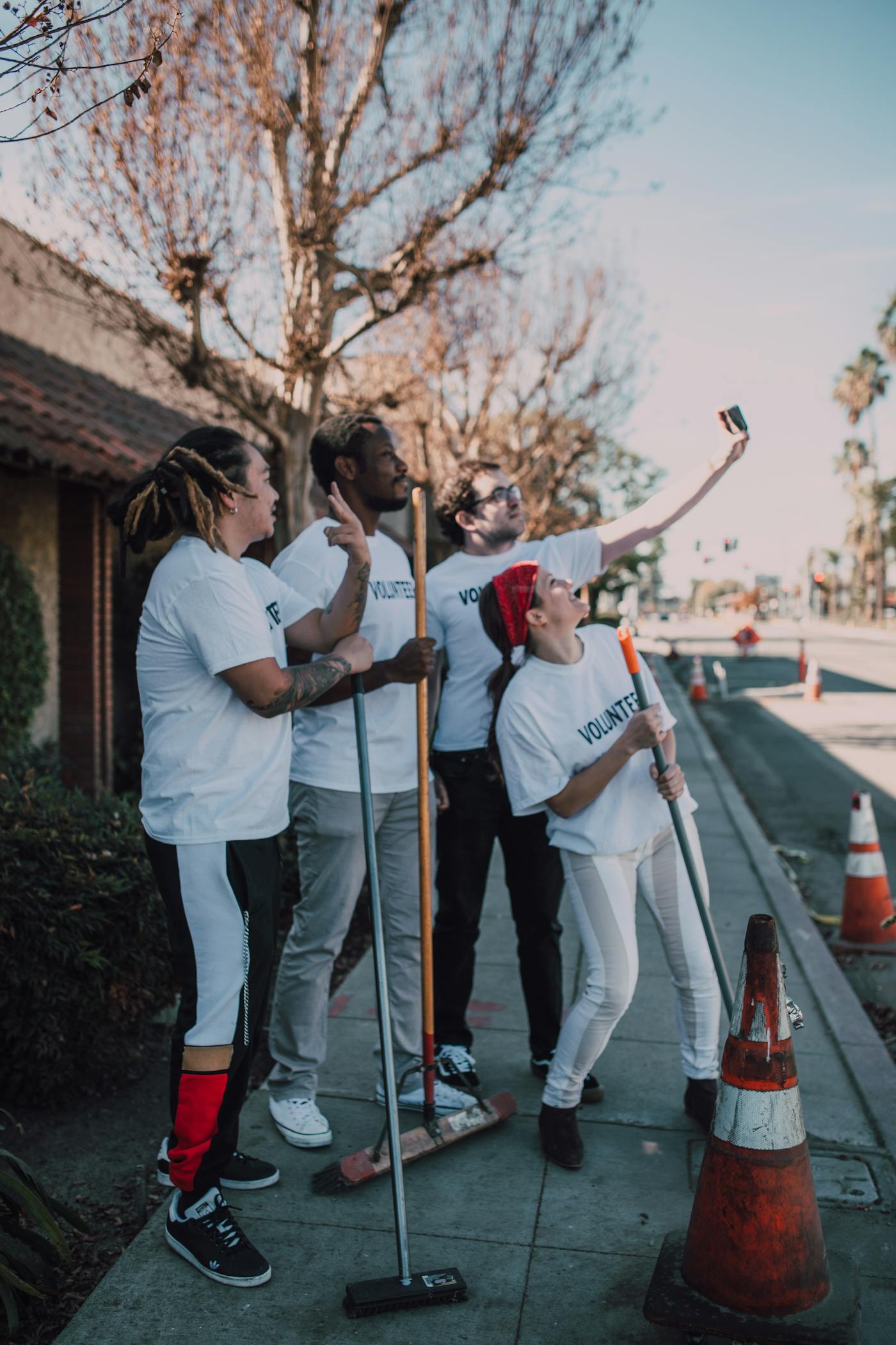 Community members taking part in a neighborhood cleanup
